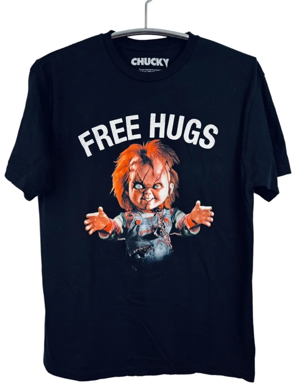 Chucky Black Short Sleeve 'Free Hugs' Graphic T-Shirt Youth Size Large